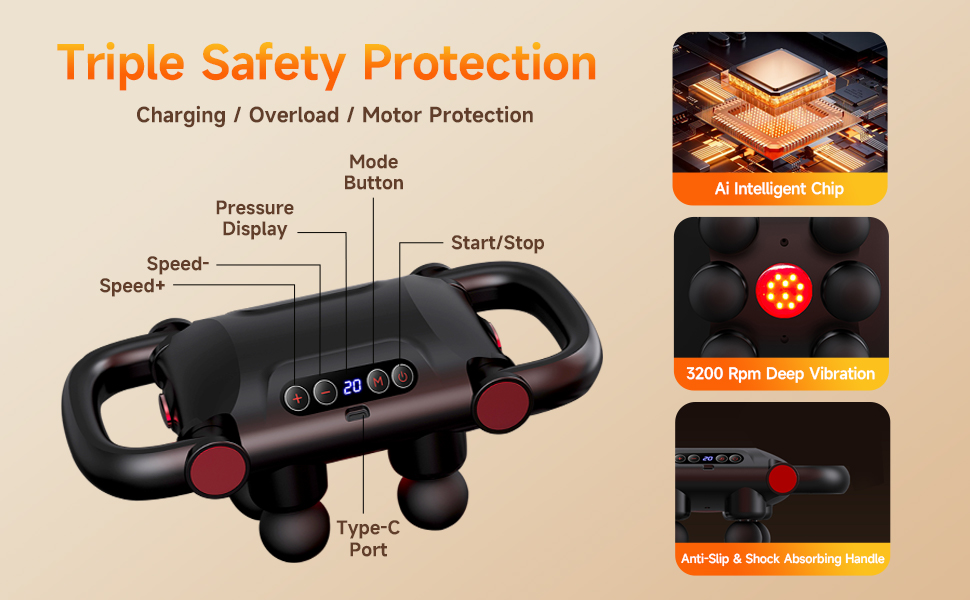 6-Head Massage Gun Set, Deep Tissue Percussion Massager