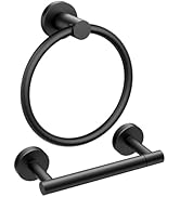 FORIOUS Matte Black Toilet Paper Holder Wall Mount, SUS304 Stainless Steel Towel Ring, Double Pos...