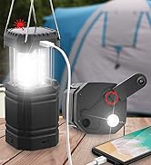 3000 Large Capacity Hand Crank Solar Camping Lantern, Portable Ultra Bright LED Torch, 23-26 Hour...