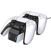 TALK WORKS PS5 Controller Charger Station for PlayStation 5 - Fast Charging Dock Stand with Dual ...