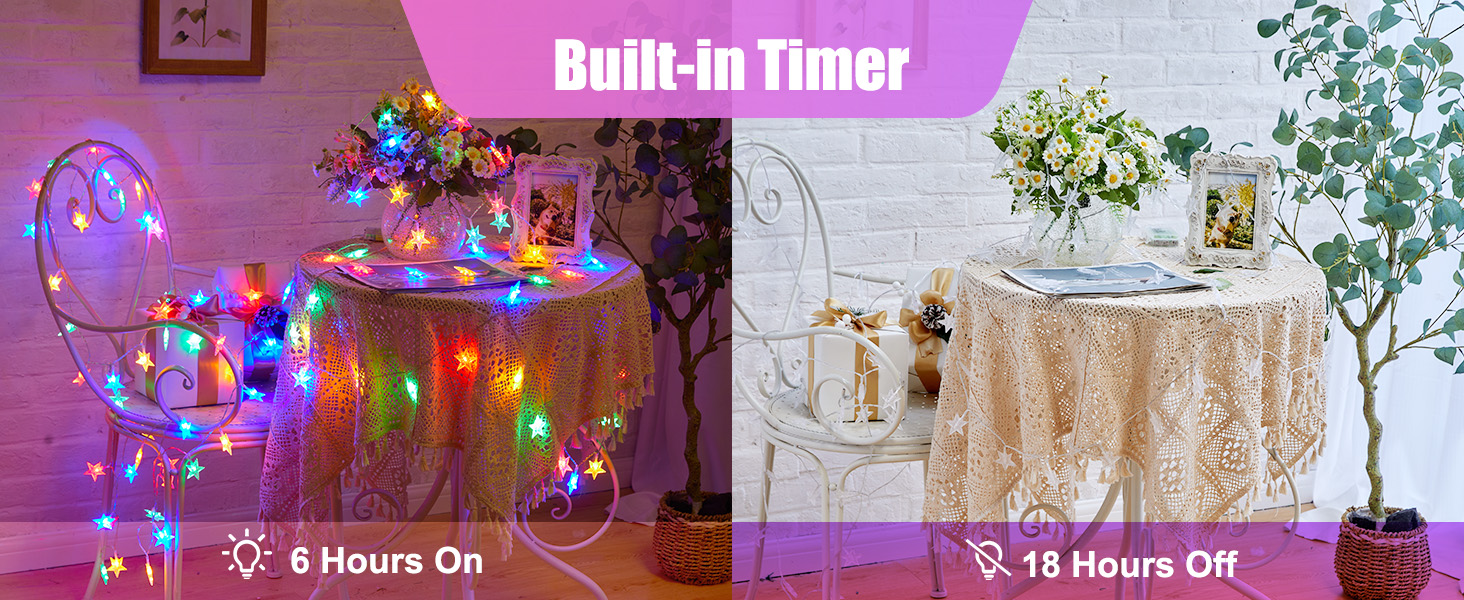 Battery Star String Lights White