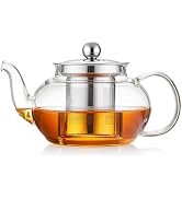 DOPUDO Glass Teapot Stovpetop Safe,20 oz/ 600 ml Stove Top &amp; Microwave Safe Small Borosilicate Gl...