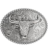 Western Cowboy Belt Buckle - Texas Bull Skull Belt Buckle for Men women