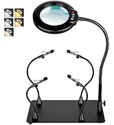 Helping Hands Soldering 10X Magnifying Glass with Light Magnetic Arms PCB Holder, Drdefi Third Ha...