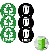 Self-Adhesive Recycle &amp; Trash Bin Logo Stickers - Round Signs for Trash Cans &amp; Garbage Containers...