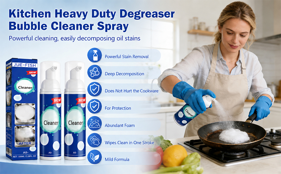 Kitchen Heavy Duty Degreaser Bubble Cleaner Spray