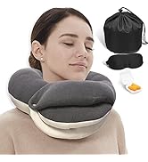 BUYUE Travel Neck Pillows for Airplanes, 360° Head Support Sleeping Essentials for Long Flight , ...
