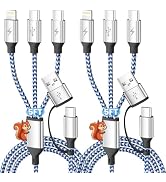Jogrytece 6 in 1 Multiple Charging Cable, 2Pack 5Ft Multi Chargers Cord for All Devices Braided U...