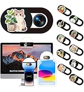 PRESSINART 30Pcs 10 Styles Cat Camera Cover Slide Cute 0.04 Inch Ultra Thin Webcam Cover Slide fo...