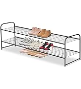AOODA Long 2 Tier Shoe Rack for Closet Metal Wide Stackable Shoe Storage Organizer for Entryway, ...