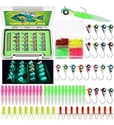 LUCKYFISHING Tungsten Ice Fishing Jigs 20pcs/60pcs Ice Fishing Lures Glow in Dark 1/16oz (1.85g) ...