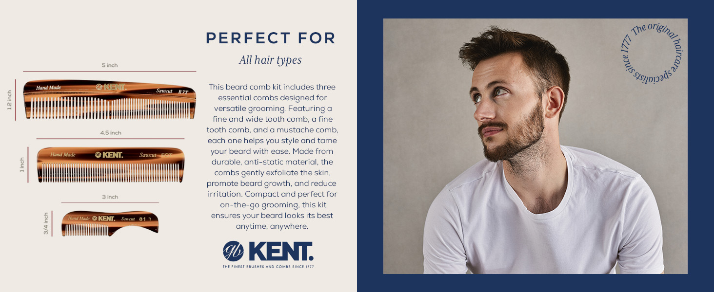 Perfect for all hair types beard comb kit