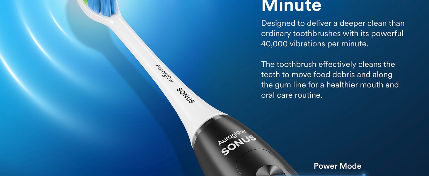 Auraglow sonus electric toothbrush modes and vibration