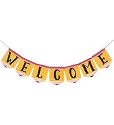 AnyDesign Back to School Pencil Banner Pre-Assembled Welcome Garland Yellow Hanging Banner for Fi...
