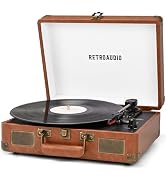 Vinyl Record Player 3-Speed Bluetooth Portable Suitcase Records Player with 2 Built-in Stereo Spe...