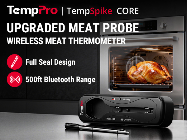 wireless meat thermometer with 100% waterproof meat probe