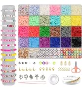 3800Pcs Clay Beads Bracelet Making Kit, 24 Colors Polymer Clay Beads Friendship Bracelet Kit,Flat...