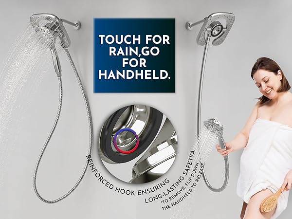 Magnetic Dual Shower heads with handheld Spray combo Showerhead high pressure Chrome