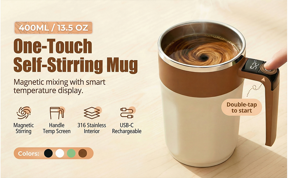 automatic magnetic stirring coffee mug