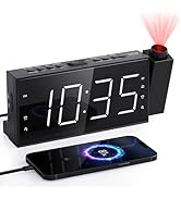 Mesqool Projection Alarm Clock with FM Radio,Large Number Display & Dimmer,USB Charger,Sleep Time...