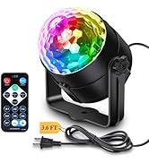 Apeocose Sound Activated Disco Ball Party Light with Remote Control, RGB Music Sync DJ Strobe Sta...