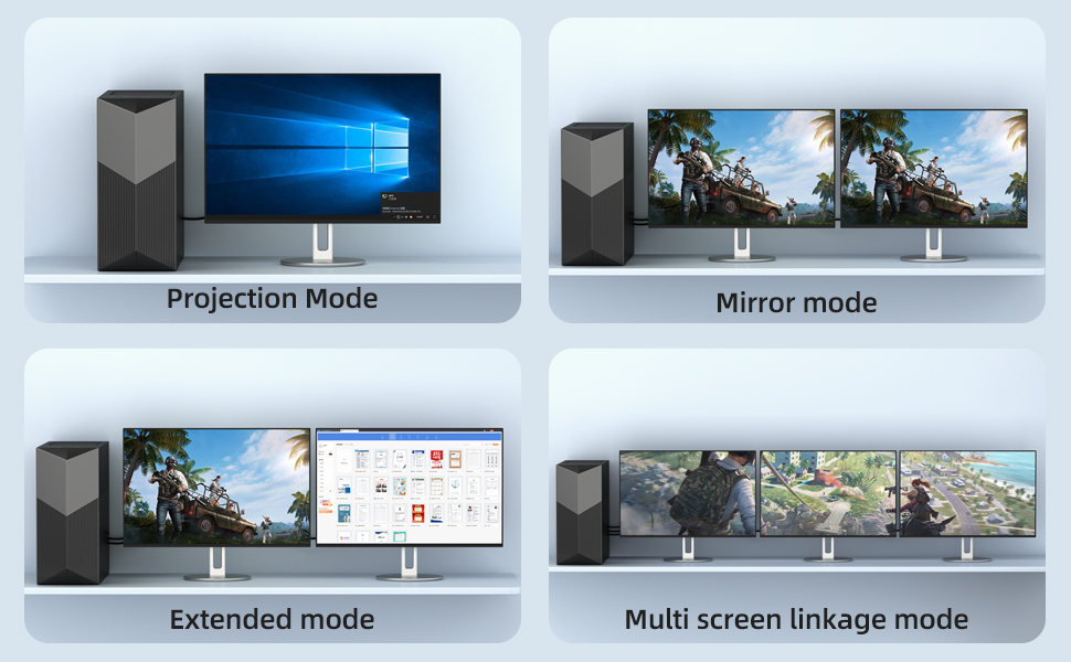 Supports multiple modes, such as gaming, projection, and multi screen linkage