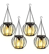 KOOPER Solar Lanterns Outdoor Lights, 4 Pack Upgraded Metal Solar Lantern Lights, Brighter Hangin...