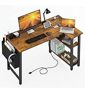 Lufeiya Small L Shaped Desk with Power Outlet Shelves, 40 Inch Corner Desk for Small Space Home O...