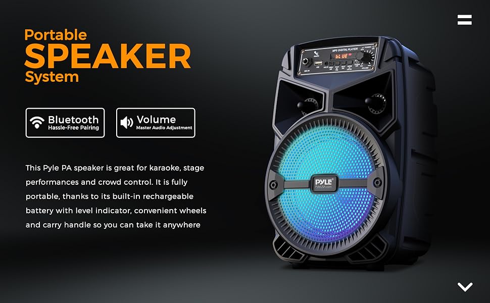 Outdoor speaker, Portable speaker, Pyle Speaker, Bluetooth speaker, Party Speaker, Speaker
