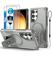 for Samsung S24 Ultra case[Compatible with MagSafe][with 2 * 9H Fingerprint Unlock Glass Screen P...