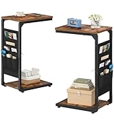 Vovonusy C-Shaped End Tables Set of 2, Small Couch Side Table with Storage Bag, Sofa Table for Li...