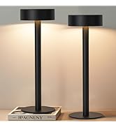 Briever 2 Pack Cordless Table Lamps, Rechargeable Battery Operated Lamp with 3 Colors Stepless Di...