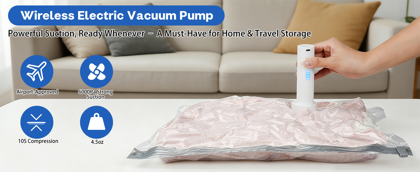Vacuum Seal Bags With Wireless Electric Pump