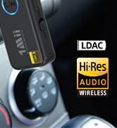 1Mii LDAC Bluetooth Aux Adapter for Car, Wireless Bluetooth 5.3 Receiver with Volume Control, 10H...