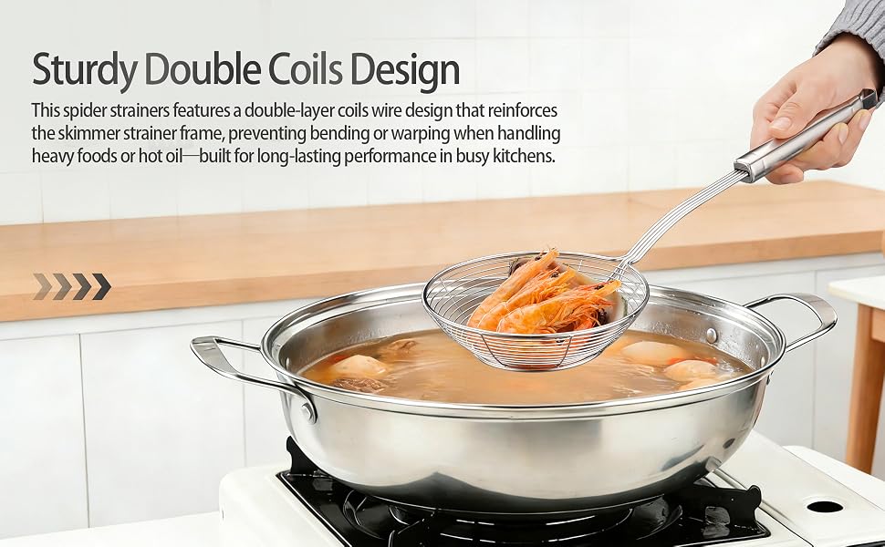 Spider Strainer With Hooked Hollow Handle