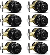 Plustool 8 Pack Matte Black Door Knobs, Privacy Door Knob with Lock, Interior Doorknobs with Roun...