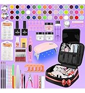 Acrylic Nail Kit for Beginners with Everything, 42Colors Glitter Acrylic Powder Monomer Liquid Na...