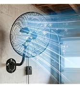 KEGIAN 20 Inch Wall Mount Fan, 7200 CFM High Velocity Oscillating Fan with 3 Speeds, Adjustable T...
