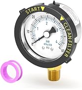 BOGERDACK 0-60PSI Stainless Steel Pool Filter Pressure Gauge, 1/4" NPT Lower Mount, with Plastic ...