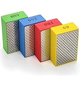 TOPZEA 4 Pack Diamond Hand Polishing Pads, 60/100/200/400 Grit Wet &amp; Dry Sanding Blocks Sandpaper...