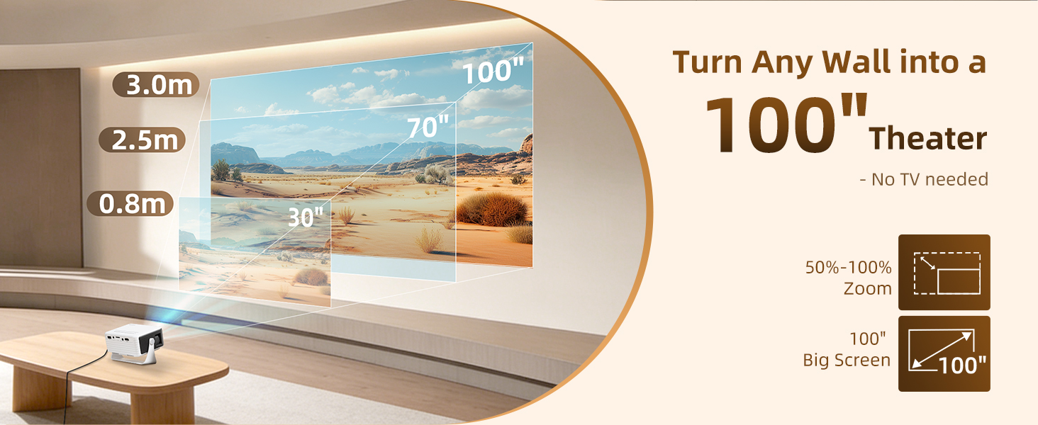 Yoton Y3 Mini Projector - 100" Big Screem Anywhere