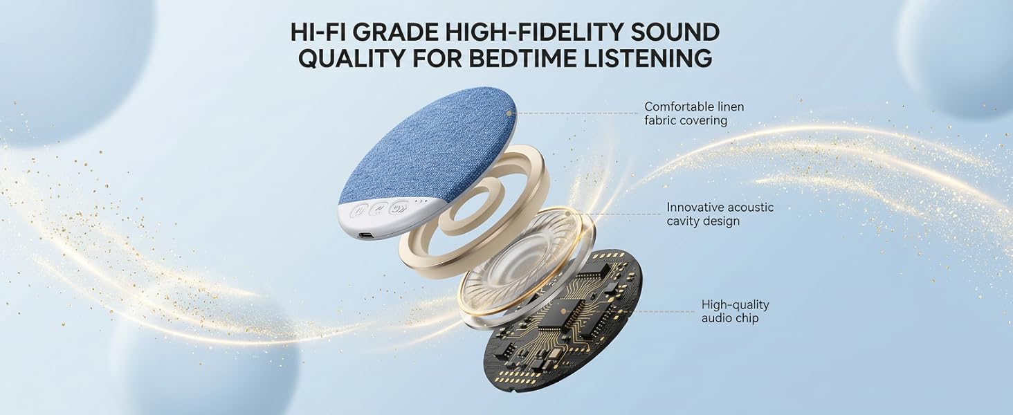 Ultra-Thin Bluetooth Pillow Speaker with White Noise Timer Wireless Sleep Aid