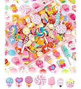 120Pcs FIVEIZERO Cute Candy Slime Charms Bulk, Kawaii Flatback Resin Fake Candy Charms, Random De...