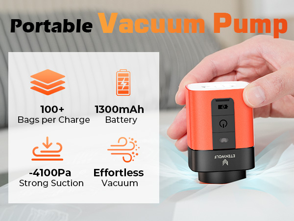 Mini Cordless Electric Pump built-in 1300mAh battery up to 100 compressions per charge