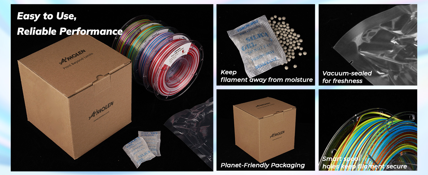 Silk PLA 3D Printer Filament, Shiny Multicolor Rainbow PLA Filament 1.75mm, Fast Color Change PLA