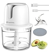 Food Processor Cordless, Small Wireless Chopper with 5-Cup Glass Bowl, 6000mAh Battery USB-C Rech...
