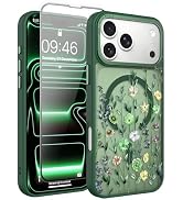 Fsoole Magnetic for iPhone 17 Pro Case with Screen Protector [Compatible with MagSafe] Pretty Flo...