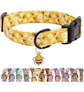 Faygarsle Dog Collar for Small Medium Large Dogs Yellow Puppy Collars for Female Dogs Floral Bee ...
