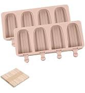 WMKGG Popsicle Silicone Molds Set, 2 PCS Ice Cream Molds with 50 Wooden Sticks for Cake Pop, Ice ...