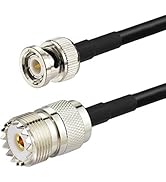 Eightwood UHF Female SO239 to BNC Male Adapter RG58 Antenna Jumper Cable 3 Feet for Handheld CB R...